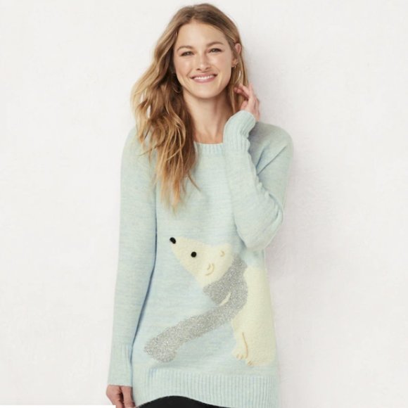 LC Lauren Conrad Mockneck Raglan Tunic Sweater NWT - Picture 2 of 3